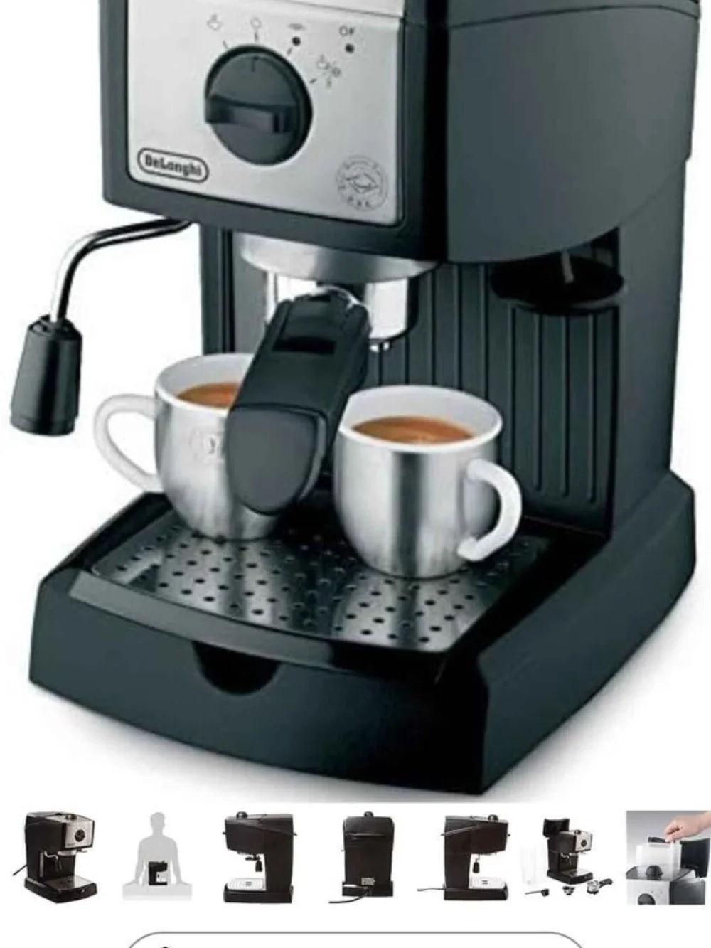De'Longhi Black Espresso Machine with Steam Wand